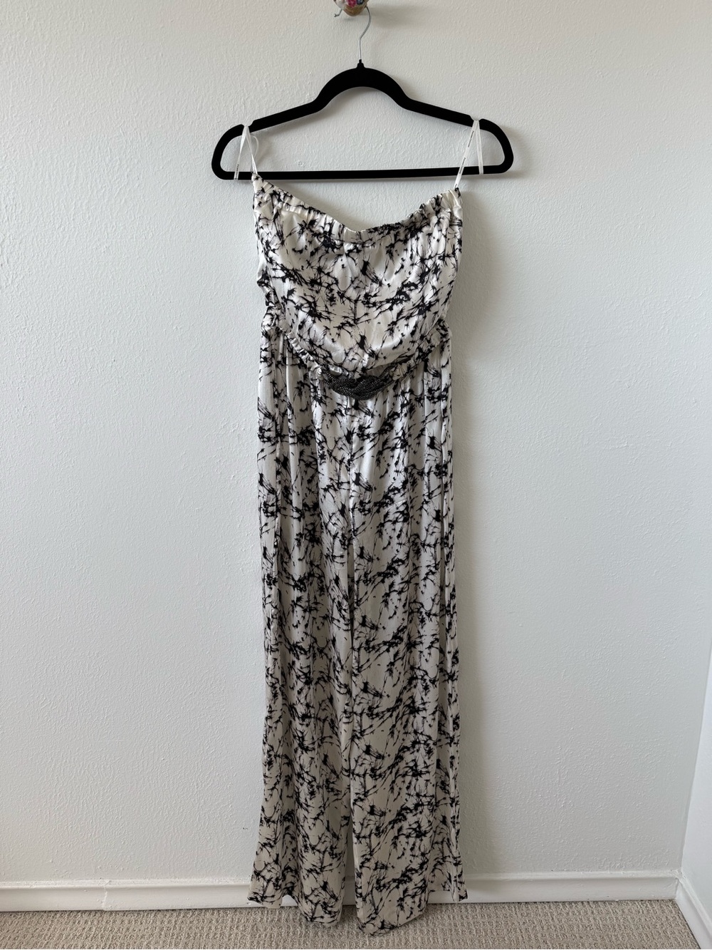 Phoebe Couture Black and White Strapless Jumpsuit size 4